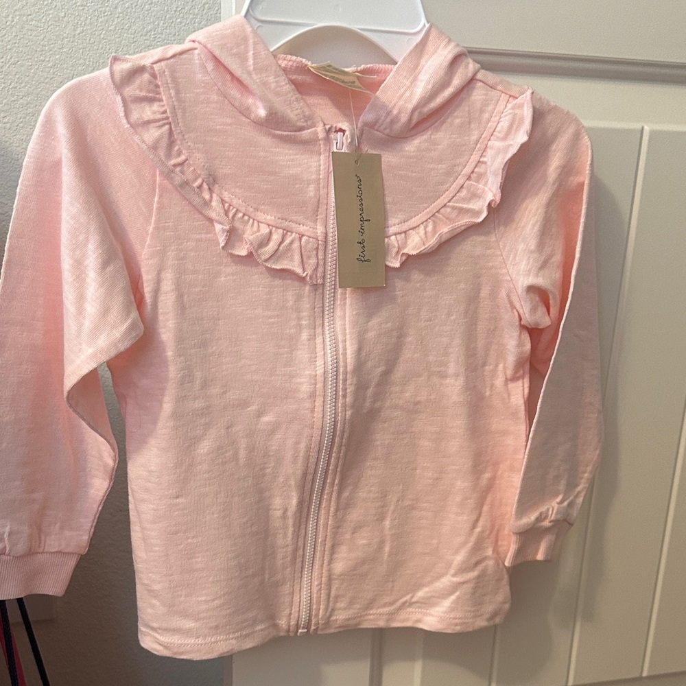 First Impressions Pink Ruffle Zip-Up Hoodie